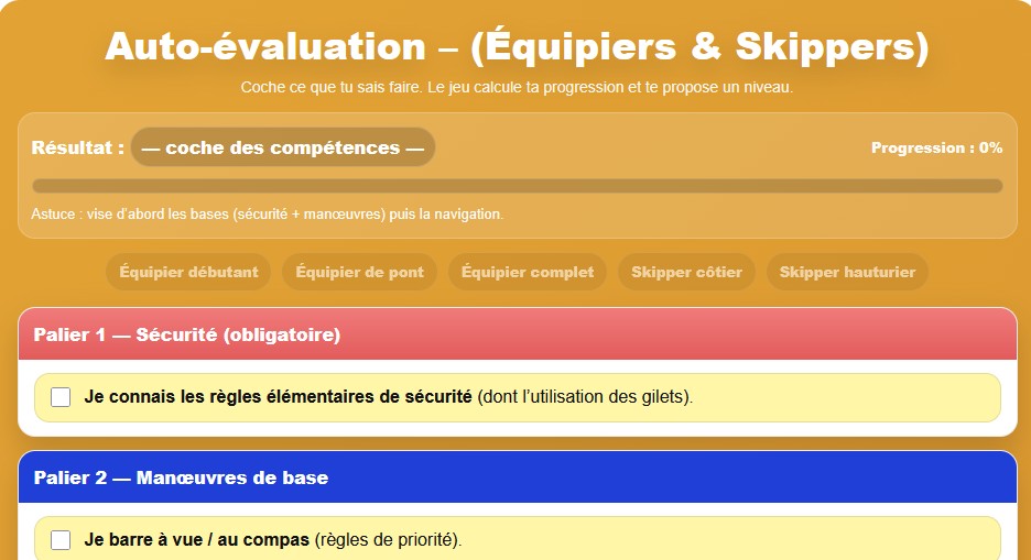 Tableau d'évaluation