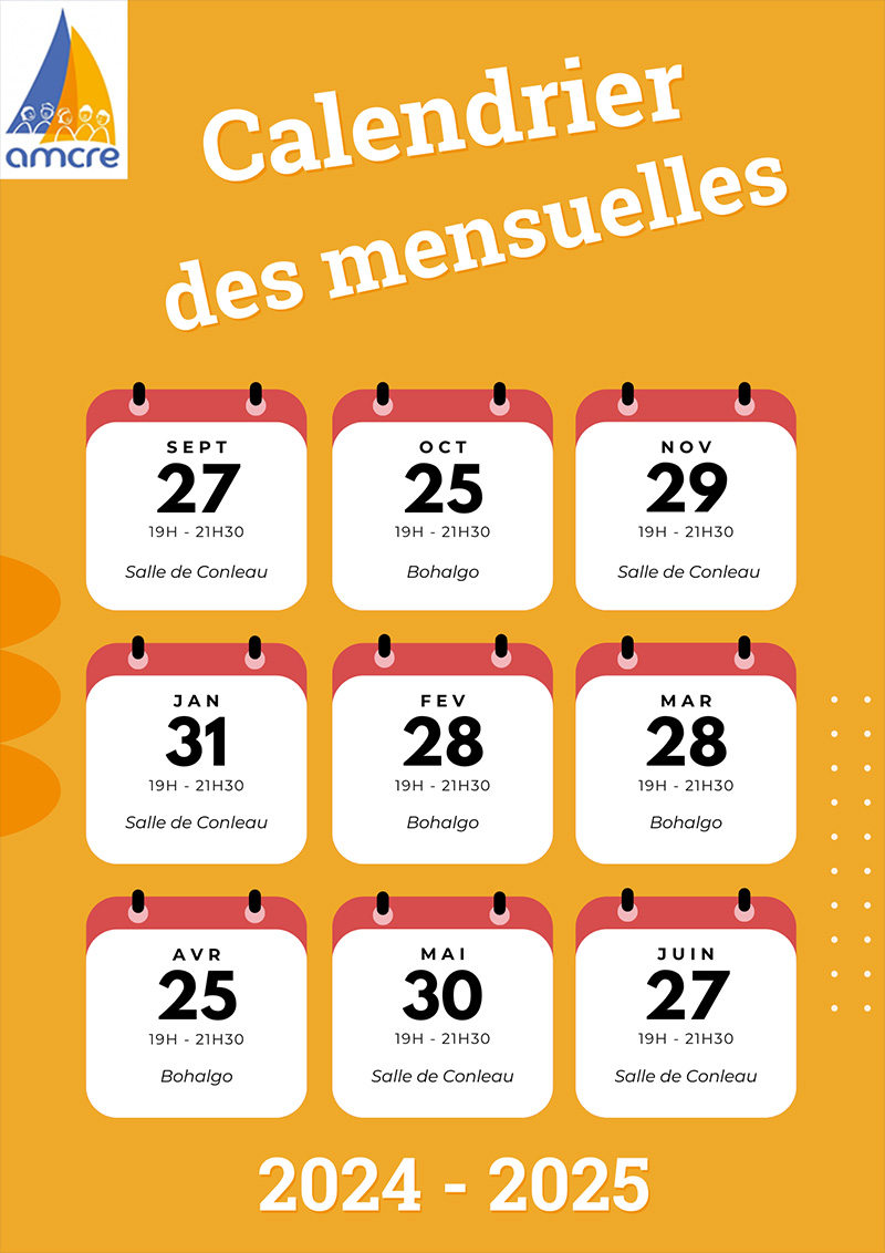 2024-2025 Calendrier des salles mensuelles